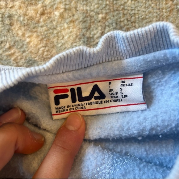 FILA womens french terry embroidered crewneck sweatshirt light blue - Picture 5 of 7